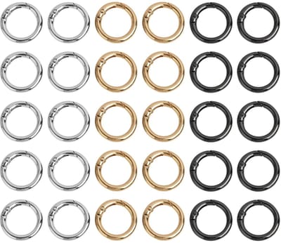 Dailygoods - 30 Stuks Ronde Karabijnhaken 20 mm - Corrosiebestendig en Duurzaam in Goud, Zilver en Zwart