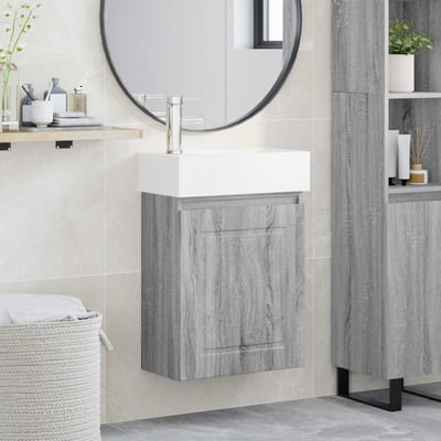 vidaXL - Badkamermeubel - met - kraan - Grijs - Sonoma - 45,5 - x - 22,5 - x - 84 - cm