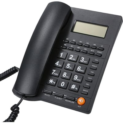 Vaste telefoon met vaste telefoon, met nummerherkenning, LCD-scherm, verstelbaar zwart