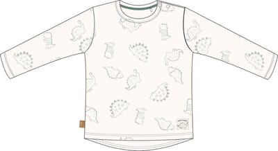 Frogs and Dogs - Dino AOP T-shirt LS | White Alyssum - Katoen - Maat 62