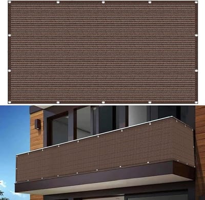 Balkonscherm 850x180 cm UV- en Windbestendig Privacyhek voor Veranda en Tuin in Bruin