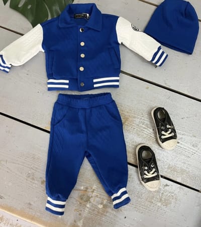 Baby jongens jogging bomber setje 3 delig "Blauw", verkrijgbaar in de maten 68 t/m 104