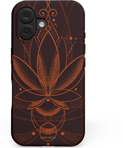 Casetastic hoesje geschikt voor Apple iPhone 16 - MagSafe - Dubbellaagse bescherming - Lotus Groei - Fashion Case - Zwart Bruin