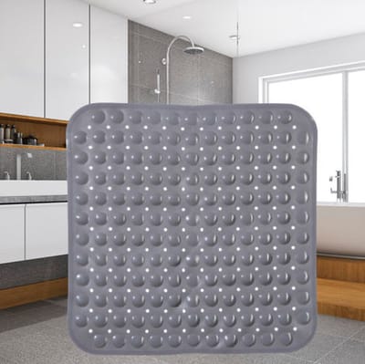 Badmat - Douchemat met Antislip voor Douche - Vierkante antislipmat- Douchemat met zuignappen - 54 x 54 Cm. - Grijs