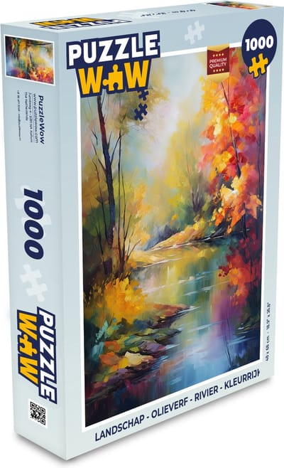 Puzzel Landschap - Olieverf - Rivier - Kleurrijk - Legpuzzel - Puzzel 1000 stukjes volwassenen
