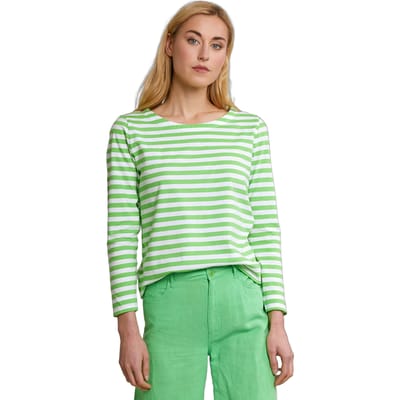 River Woods Off White/green Striped T-shirt Long Sleeves Size: XS | Long-Sleeved Tops Outlet | Dames | Groen