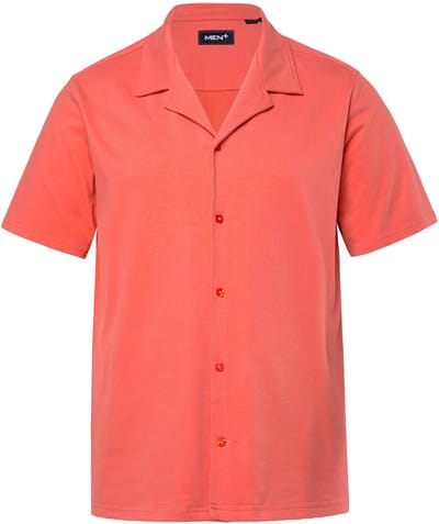 Men Plus - Heren - Jersey overhemd korte mouw Cubaanse kraag Cuba fit - Koraal - Maat 3XL