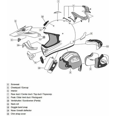 Binnenvoering motorcrosshelm Arai Penta Pro