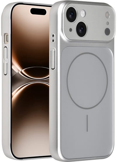 AG Matte Glass iPhone 15 Backcover hoesje - Magsafe full protection cover - Zilver