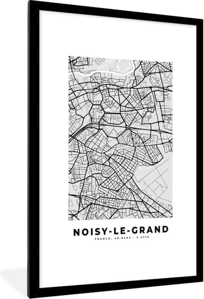 Fotolijst incl. Poster - Noisy-le-Grand - Plattegrond - Frankrijk - Kaart - Stadskaart - 80x120 cm - Posterlijst
