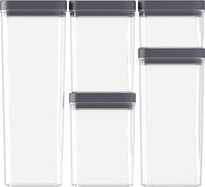 Curver Kara Voorraadbussen - Set 0,5L + 2x1,2L + 1,8L + 2,4L - Antraciet