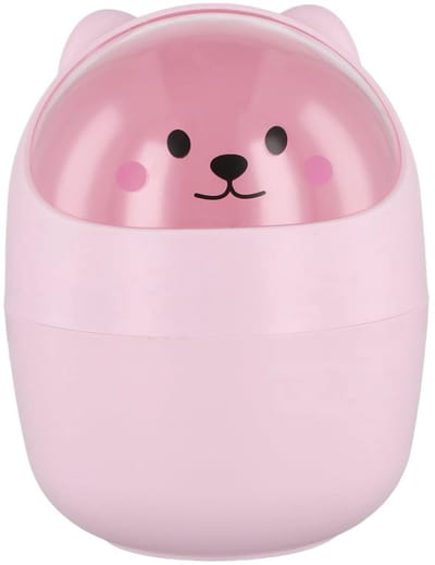 Bureau vuilnisemmer - Kleine prullenbak - Kantoor organiseren - Met schattig ontwerp - 16 cm hoog - Roze