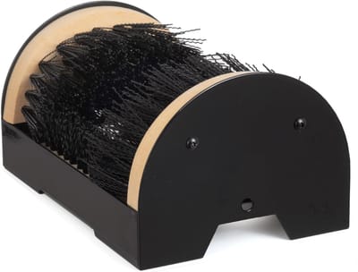 Famanu – Voetschraper - schoenborstel - schoenveger - schoenenveger - campingbenodigdheden - hout - natuurlijke laarsborstel - laarsrooster - rondom borstel - bruin/zwart - 240 x 170 x 100 mm