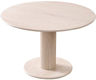 VIEMAE Tafel - Eettafel - Eettafel rond - Scandinavisch - Japandi - Massief hout - Marmer look - H 75cm Ø 115cm - 1 poot - Beige