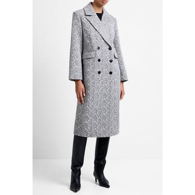 French Connection Lowen Wool Double Breasted Coa Black Cream Größe: 10 | Zweireihige Mäntel Outlet | Damen | Schwarz