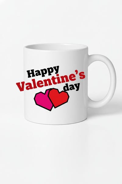 Valentijnsdag Mok 'Happy Valentine's Day' met Liefdevolle Hartjes | Romantisch Cadeau