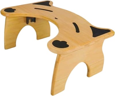 Toiletvoetkruk - Hurkende opstapstoel - Natuurlijke stoelgang - Antislip en opvouwbaar - 7 inch hoogte - Houtkleur