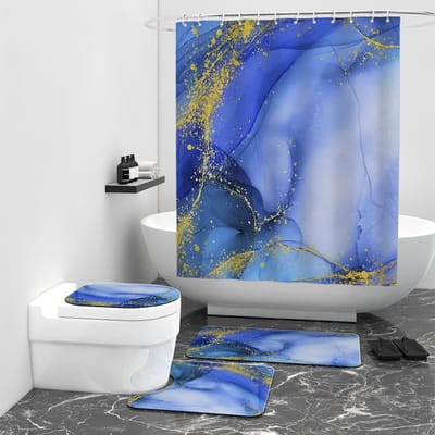 Floraweg Douchegordijn,Shower Curtain,badgordijn,badkamergordijn,Marmeren textuur plus bronzing ,-topkwaliteit - digitale printen -Anti Schimmel - Inclusief 12 ringen -met 12 stuks douchegordijnhaken – Waterdicht -Wasbaar- Polyester - 180x200 cm