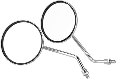 Set van 2 Motor Achteruitkijkspiegels 8mm, Ronde Stalen Spiegels voor Motorfietsen en Scooters
