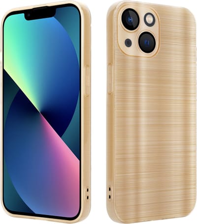 Cadorabo Hoesje geschikt voor Apple iPhone 14 in Brushed Goud - Beschermhoes Case Cover van flexibel TPU silicone in Brushed design