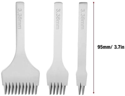 Dailygoods- Ponsgereedschapset Staal - 3 Maten 2/5/10 Tanden - Gatenprikijzerkit - Doe-het-zelf - Gewicht 82 g - Lengte 95 mm - Leerpunt