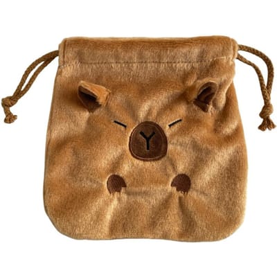 Schattig Cartoon Capibara Cosmetisch Tasje Grote Capaciteit Capibara Pluche Opbergtassen Kawaii Draagbare Opbergtas met Trekkoord Cadeaus