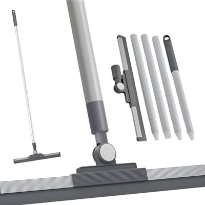 Somstyle Vloertrekker met Steel - Vloerwisser Verstelbaar 74-136 CM - Douche Trekker - Wit / Grijs