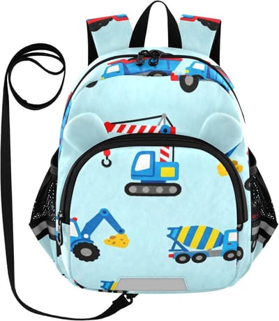 Kinder Rugzak - Peuter Rugzak Kinderen Rugzak - Buitenshuis Avonturen - Met Veiligheidsketting - S 25.5x12.5x29.5 cm - Kleurrijke Vrachtwagen