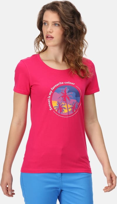 Het Regatta Filandra VI T-shirt met korte mouwen - dames - Coolweave - katoen - Roze