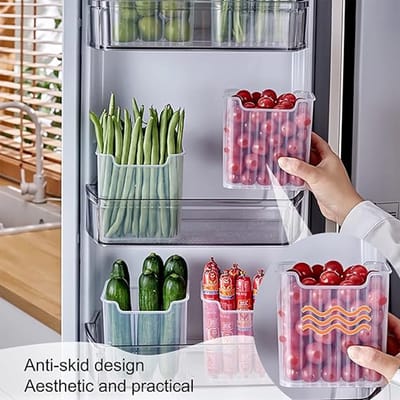 Koelkast Organizer Set 6 stuks Koelkast Deur Opbergdoos Koelkast Dozen voor Koelkast Kast Pantry Snacks Blikjes Keuken, BPA vrij
