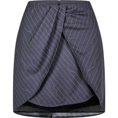 Off White Dames/Dames Pinstripe Wollen Blend Slanke Minirok (Grijs)
