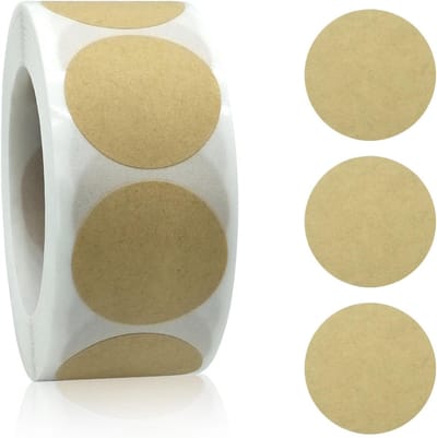 500 Stuks Zelfklevende Rond Stickers 25mm Labels Rol Kleine Dots Kraft Papier voor Flessen, Cadeaus en Markeringen