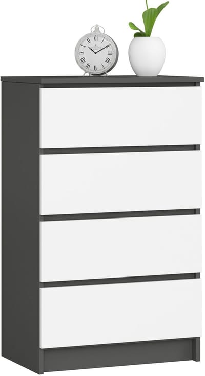 Ladekast K60 met 4 Lades / AKORD Furniture Factory / Grafietgrijs - Wit / 60 x 99 x 40 cm
