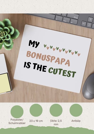 Akyol - my bonuspapa is the cutest Muismat - Papa - schattige bonusvader - vader cadeautjes - vaderdag - verjaardagscadeau - verjaardag - cadeau - geschenk - kado - gift - vader artikelen - 23 bij 19 cm
