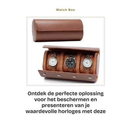 Horloge Box Luxe PU Leer - Horloge Doos - Horlogebox Hout - Organizer voor 3 Horloges - Geschikt voor Heren en Dames - Afmetingen 22 x 10 x 7,5 cm - Horloge Etui