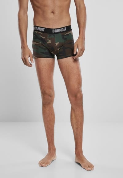 Brandit - Logo 2Pack Boxershorts set - S - Groen/Bruin