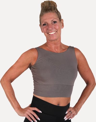 Namastae® Bh shirt | BH topjes dames volwassen | Yogakleding | Bh shirt | Taupe | Maat 32 (XS)