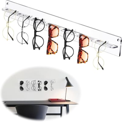 Wandhouder voor Brillen en Zonnebrillen - Acryl Rack Organizer voor Lezen, Transparant en Ruimtebesparend, 38 cm x 3.8 cm
