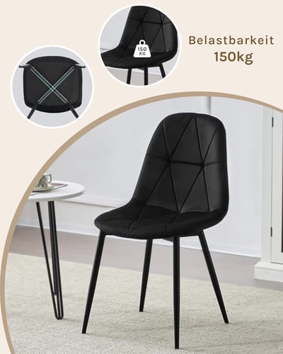 Luxe Velvet Eetkamerstoelen Set van 2 met Ergonomische Rugleuning en Metalen Poten 38x44x82 cm