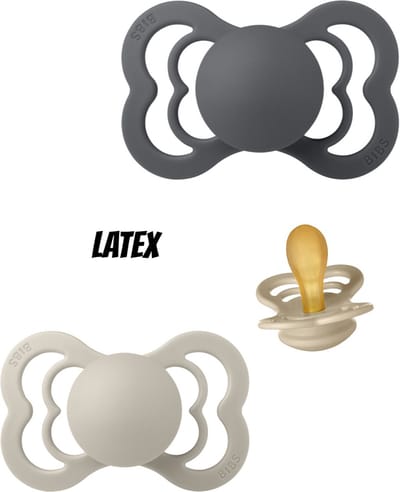 Bibs Supreme Latex fopspeen 0-6 maand 3 stuks Vanilla,Sand en Iron maat 1