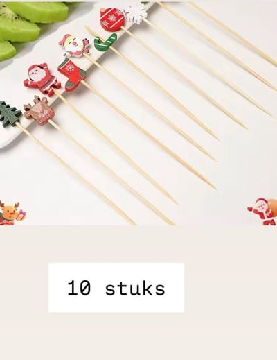 Akyol - 10 x kerst partyprikkers – kerst versiering - cupcake prikkers - kerst prikkers - sate prikker kerst - versiering op tafel - cocktailprikkers - party prikkers - Feestje – prikkers voor een feestje - Feest prikkers - cocktailprikkers