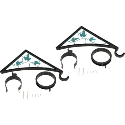 2 stuks Hekpaalhanger Groen Bladpatroon Plastic Hangplanten Beugel voor Vogelvoederhuisje Lantaarn black