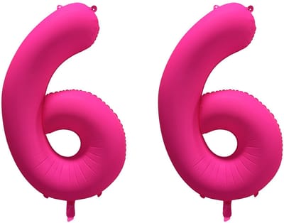 Folieballon 66 jaar - Neon Roze - 86 cm