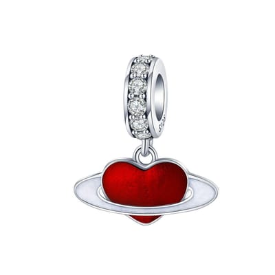 Rood hart dangle bedel zirkonia | bedels voor armband | bead | Zilverana | geschikt voor alle bekende merken | 925 zilver | moederdag