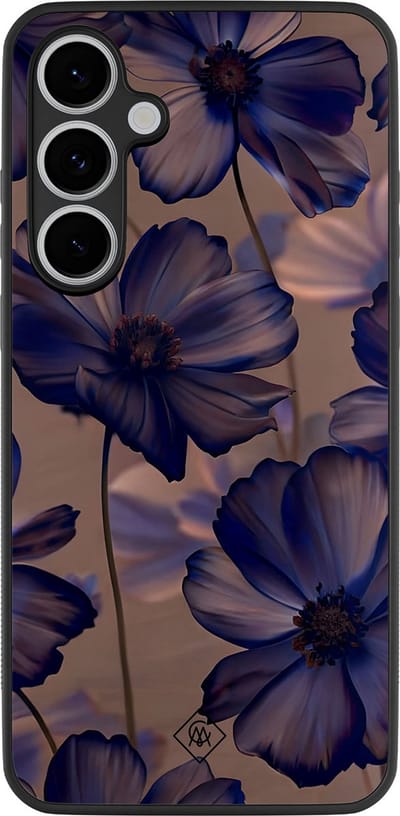 Casimoda® hoesje - Geschikt voor Samsung Galaxy S24 FE - Twilight Petals - Zwart TPU Backcover - Planten - Paars