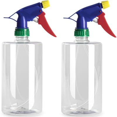 Plasticforte Plantenspuit met een inhoud van 750 ml - 2x - transparant - verstuiver kop - 23 cm - kunststof - groot reservoir