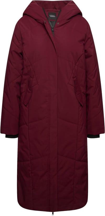 Ulla Popken - Dames - HYPRAR puffer-mantel 2-weg zipper opstaande kraag - Aubergine - Maat 42+
