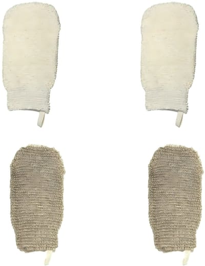 Exfoliërende handschoenen - 4-pack bodyscrubhandschoenen - Wasbare exfoliërende handschoenen Hennepscrubhandschoenen - Diepe scrubhandschoenen - Douchehandschoenen Handschoenen - Geschikt voor heren, dames, kinderen - Met koord - 11*22 cm - Stijl 2