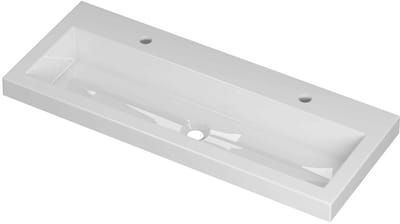 INK Roots Wastafel Porselein met 2 Kraangaten - 1000x400x60 mm - Glans Wit