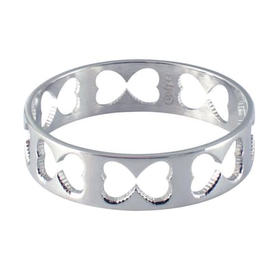 Quiges Stapelring Dames - Vulring Harten - RVS Zilverkleurig - Maat 19 - Hoogte 6mm